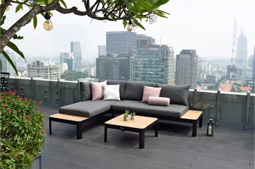 Portals Loungegruppe 4-seter - Svart / Teak - Hagemøbler & utemiljø - Loungemøbler - Loungegrupper