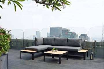 Portals Loungegruppe 4-seter - Svart / Teak - Hagemøbler & utemiljø - Loungemøbler - Loungegrupper