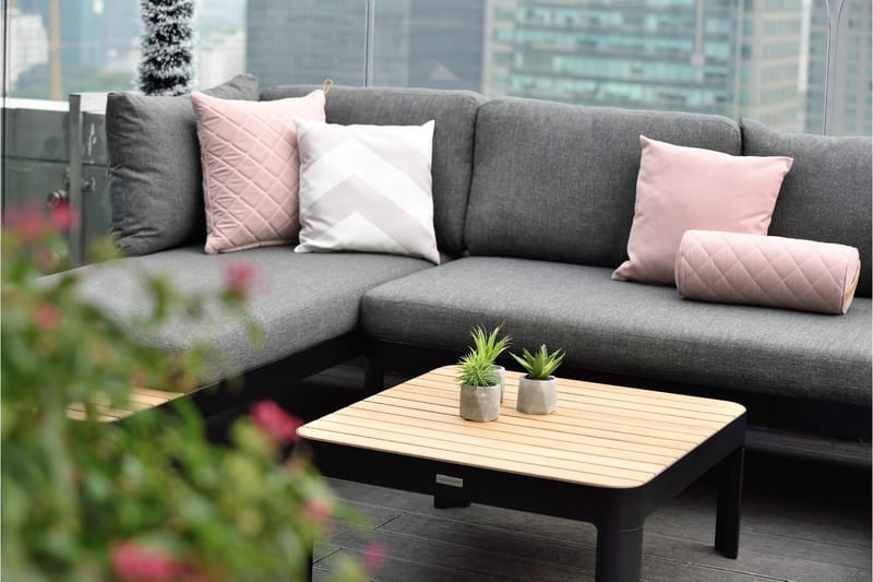 Portals Loungegruppe 4-seter - Svart / Teak - Hagemøbler & utemiljø - Loungemøbler - Loungegrupper