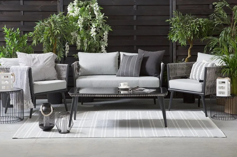 Preveza Loungegruppe 120 cm, Grå