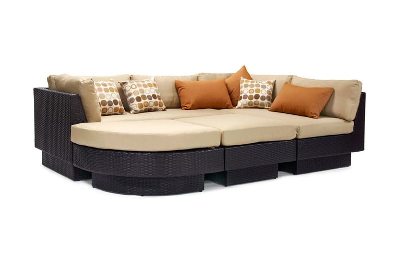 Sengesett STELLA med beige puterfarge: mørkebrun - Loungegrupper - Sofagruppe utendørs