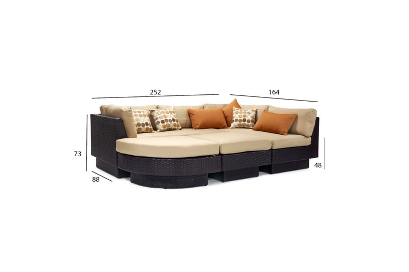 Sengesett STELLA med beige puterfarge: mørkebrun - Hagemøbler & utemiljø - Loungemøbler - Loungegrupper