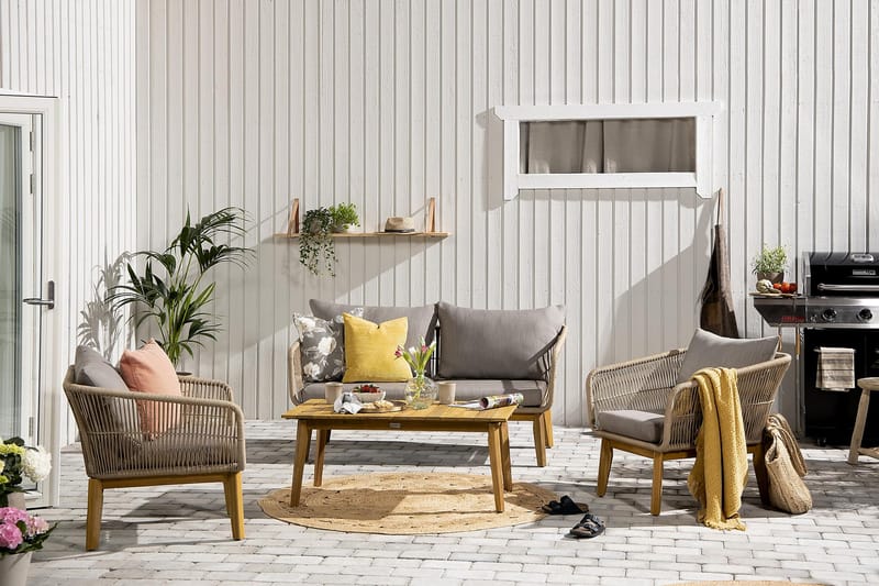 Sofagruppe Morocco - Akasie|Brun|Beige - Hagemøbler & utemiljø - Loungemøbler - Loungegrupper