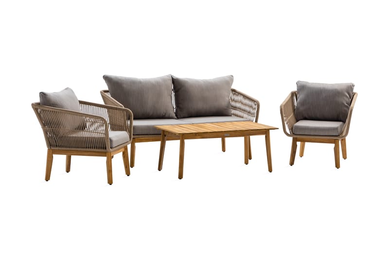 Sofagruppe Morocco - Akasie|Brun|Beige - Hagemøbler & utemiljø - Loungemøbler - Loungegrupper