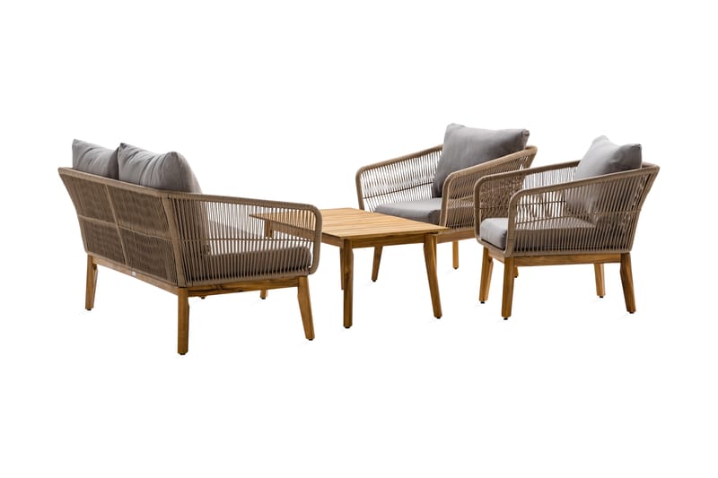 Sofagruppe Morocco - Akasie|Brun|Beige - Hagemøbler & utemiljø - Loungemøbler - Loungegrupper
