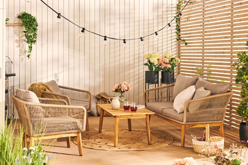 Sofagruppe Morocco - Akasie|Brun|Beige - Hagemøbler & utemiljø - Loungemøbler - Loungegrupper