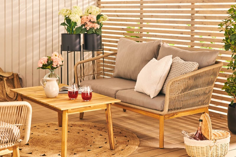 Sofagruppe Morocco - Akasie|Brun|Beige - Hagemøbler & utemiljø - Loungemøbler - Loungegrupper