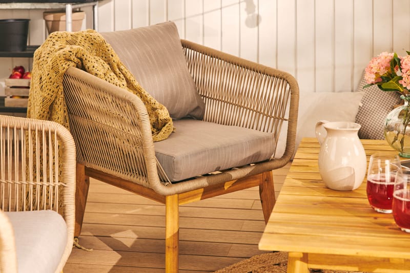 Sofagruppe Morocco - Akasie|Brun|Beige - Hagemøbler & utemiljø - Loungemøbler - Loungegrupper