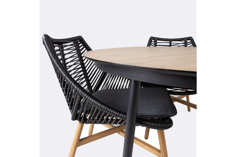 Spisegruppe Helsingfors inkl 4 stoler - Svart | Beige - Loungegrupper - Sofagruppe utendørs