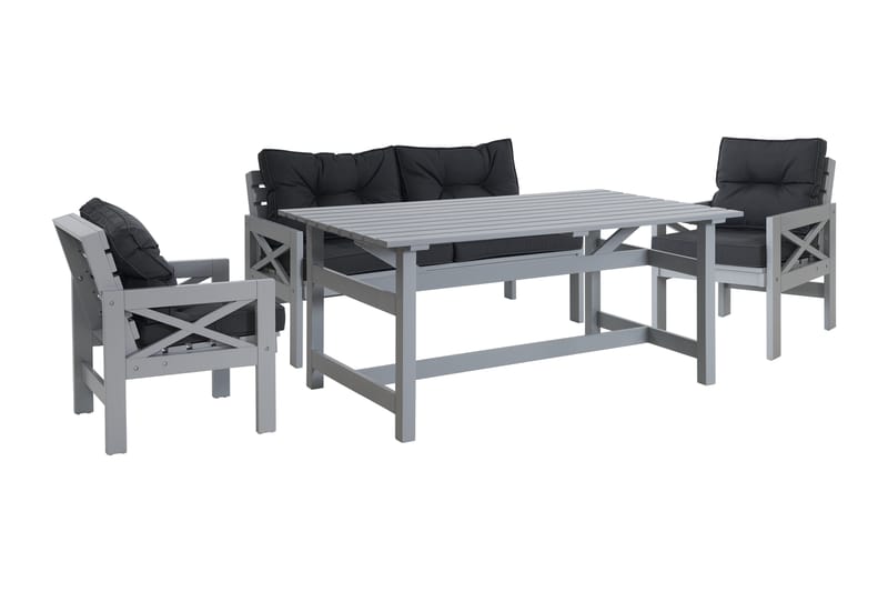 Spisegruppe Husarn 160 cm + 2 Stoler + Benk med Puter Matt G - KWA - Hagemøbler & utemiljø - Loungemøbler - Loungegrupper