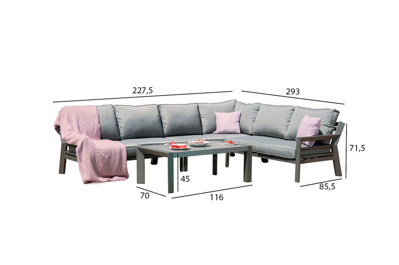 Tomson Hagesett Mørkegrå - Hagemøbler & utemiljø - Loungemøbler - Loungegrupper