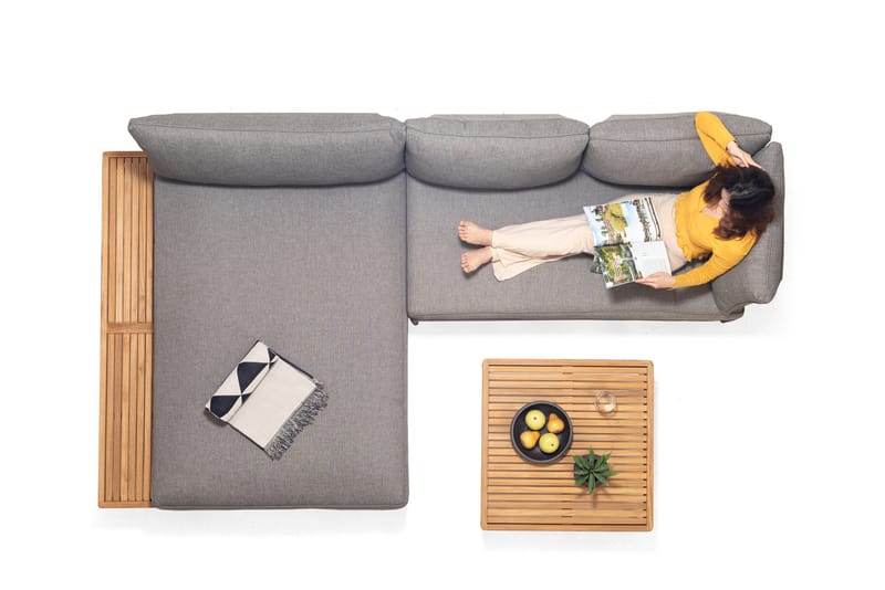 TOPAZ Sett Dagbedd + 2-seter sofa + sofabord 73 cm - Magnesiumgrå - Hagemøbler & utemiljø - Loungemøbler - Loungegrupper