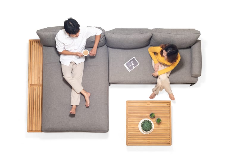 TOPAZ Sett Dagbedd + 2-seter sofa + sofabord 73 cm - Magnesiumgrå - Hagemøbler & utemiljø - Loungemøbler - Loungegrupper