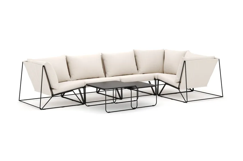 Usteryd utendørs hjørnesofa 5-seters vendbar, Svart/Beige