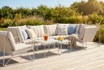Usteryd utendørs hjørnesofa 6-seters vendbar med lenestol - Beige/Stripete - Hagemøbler & utemiljø - Loungemøbler - Loungegrupper