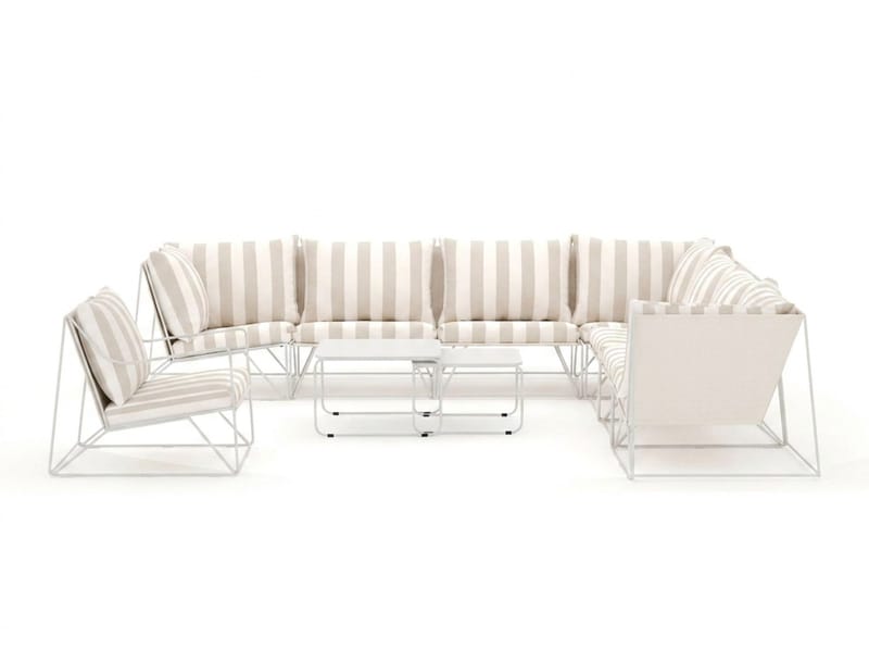 Usteryd utendørs hjørnesofa 8-seter vendbar med lenestol - Beige/Stripet - Hagemøbler & utemiljø - Loungemøbler - Loungegrupper