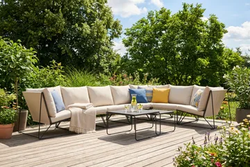 Usteryd utendørs L-sofa 7-seter vendbar - Svart/Beige - Hagemøbler & utemiljø - Loungemøbler - Loungegrupper