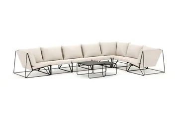 Usteryd utendørs L-sofa 7-seter vendbar - Svart/Beige - Hagemøbler & utemiljø - Loungemøbler - Loungegrupper