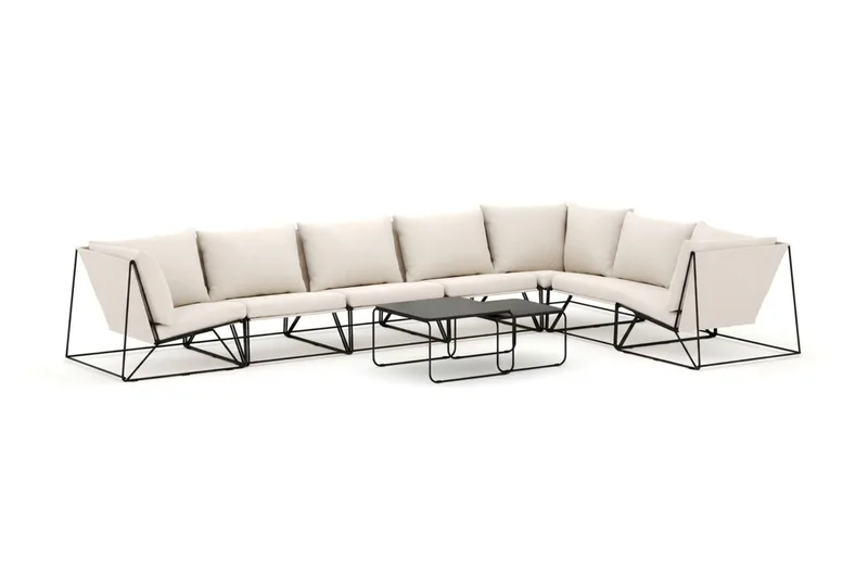 Usteryd utendørs L-sofa 7-seter vendbar - Svart/Beige - Hagemøbler & utemiljø - Loungemøbler - Loungegrupper