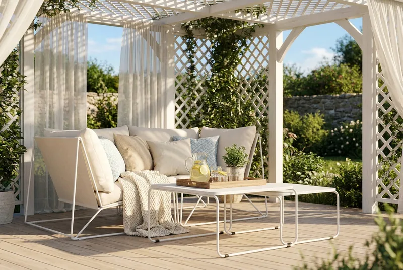 Usteryd utendørs rett 2-seters sofa - Beige/Beige - Hagemøbler & utemiljø - Loungemøbler - Loungegrupper