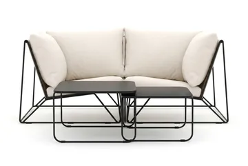 Usteryd utendørs rett 2-seters sofa - Svart/Beige - Hagemøbler & utemiljø - Loungemøbler - Loungegrupper