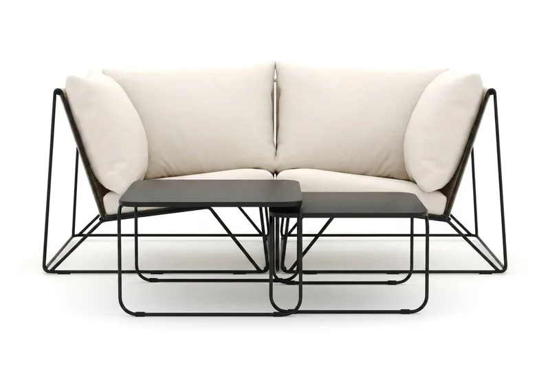 Usteryd utendørs rett 2-seters sofa - Svart/Beige - Hagemøbler & utemiljø - Loungemøbler - Loungegrupper