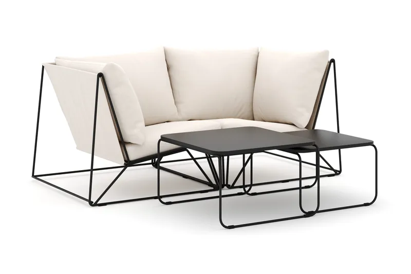Usteryd utendørs rett 2-seters sofa, Svart/Beige