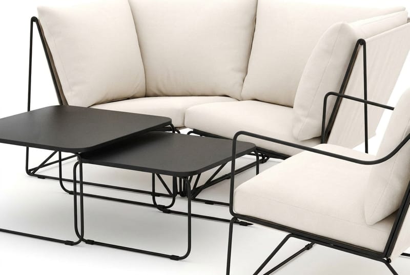 Usteryd utendørs rett 3-seters sofa med lenestol - Svart/Beige - Hagemøbler & utemiljø - Loungemøbler - Loungegrupper