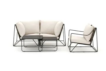Usteryd utendørs rett 3-seters sofa med lenestol - Svart/Beige - Hagemøbler & utemiljø - Loungemøbler - Loungegrupper