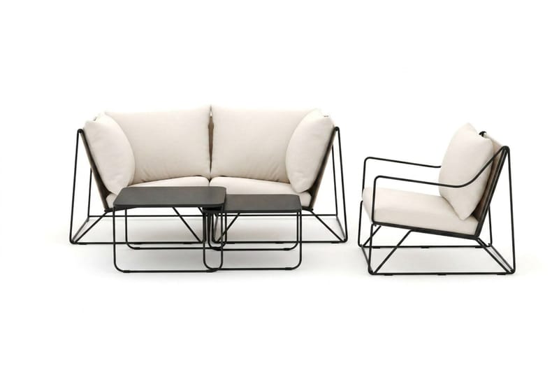 Usteryd utendørs rett 3-seters sofa med lenestol - Svart/Beige - Hagemøbler & utemiljø - Loungemøbler - Loungegrupper