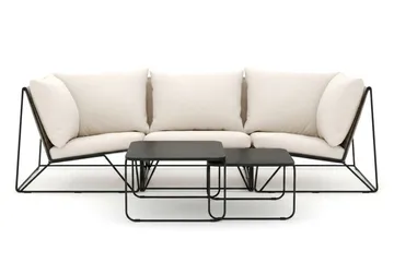 Usteryd utendørs rett 3-seters sofa - Svart/Beige - Hagemøbler & utemiljø - Loungemøbler - Loungegrupper