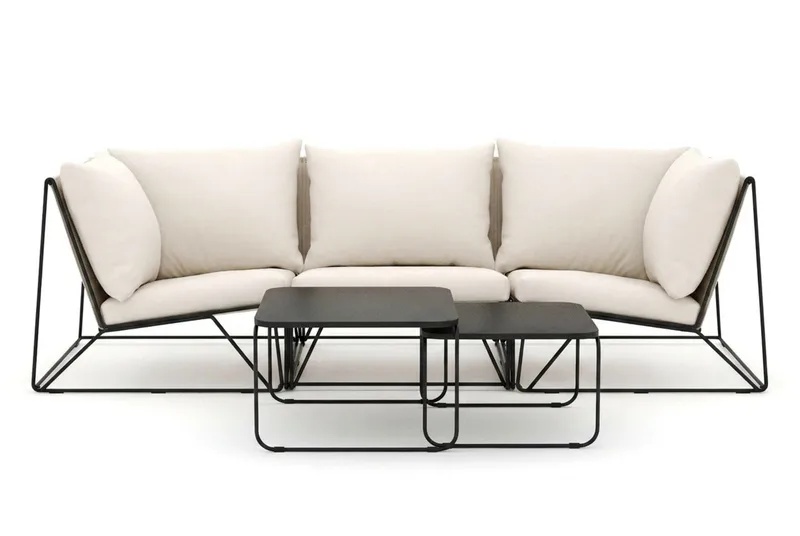 Usteryd utendørs rett 3-seters sofa - Svart/Beige - Hagemøbler & utemiljø - Loungemøbler - Loungegrupper