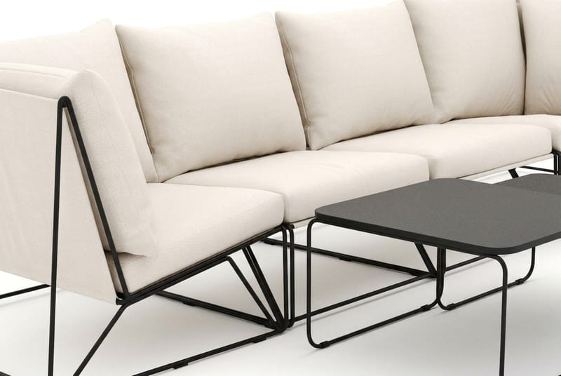 Usteryd utendørs rett 4-seters sofa - Svart/Beige - Hagemøbler & utemiljø - Loungemøbler - Loungegrupper