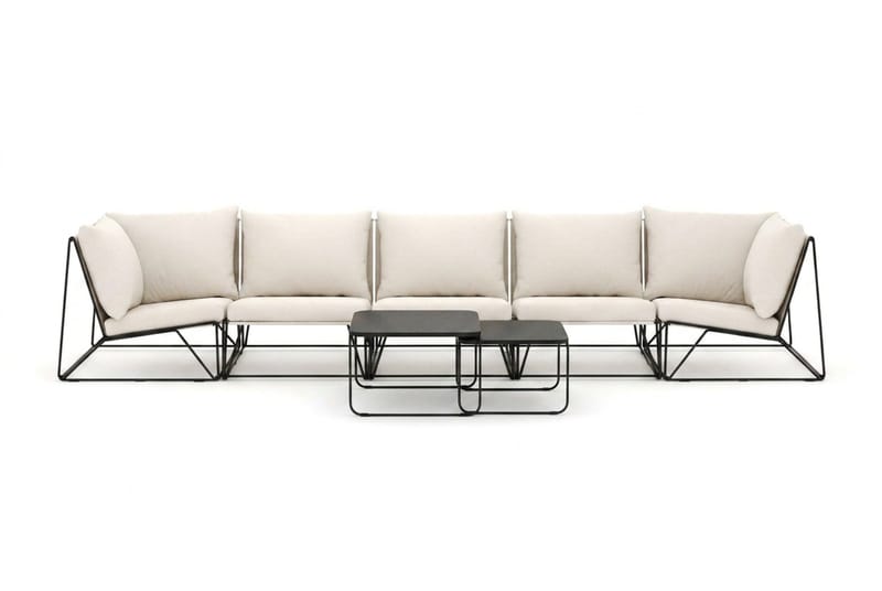 Usteryd utendørs rett 5-seters sofa - Svart/Beige - Hagemøbler & utemiljø - Loungemøbler - Loungegrupper