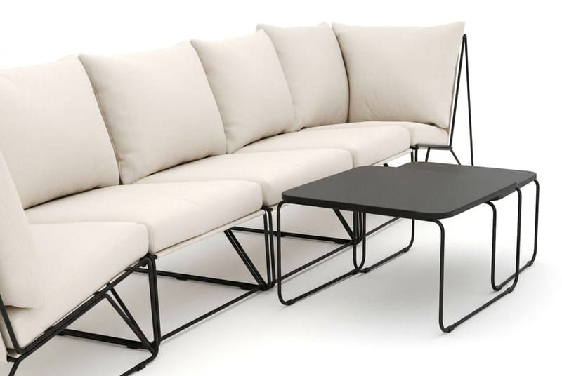 Usteryd utendørs rett 5-seters sofa - Svart/Beige - Hagemøbler & utemiljø - Loungemøbler - Loungegrupper