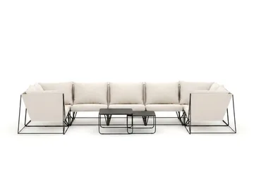 Usteryd utendørs U-sofa 7-seters med lukket avslutning - Svart/Beige - Hagemøbler & utemiljø - Loungemøbler - Loungegrupper