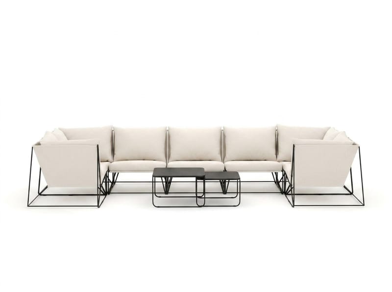 Usteryd utendørs U-sofa 7-seters med lukket avslutning - Svart/Beige - Hagemøbler & utemiljø - Loungemøbler - Loungegrupper