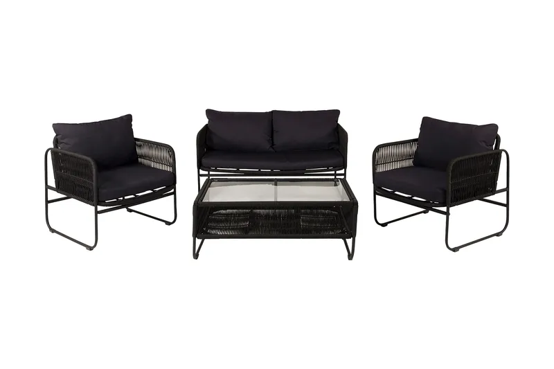 Utah loungegruppe utendørs 4-seters, Svart
