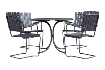 Vaxholm Spisegruppe Rund - Kaffesvart/Grå - Hagemøbler & utemiljø - Loungemøbler - Loungegrupper