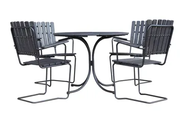 Vaxholm Spisegruppe Rund - Kaffesvart/Grå - Hagemøbler & utemiljø - Loungemøbler - Loungegrupper