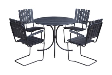 Vaxholm Spisegruppe Rund - Kaffesvart/Grå - Hagemøbler & utemiljø - Loungemøbler - Loungegrupper