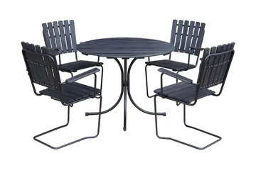 Vaxholm Spisegruppe Rund - Kaffesvart/Grå - Hagemøbler & utemiljø - Loungemøbler - Loungegrupper