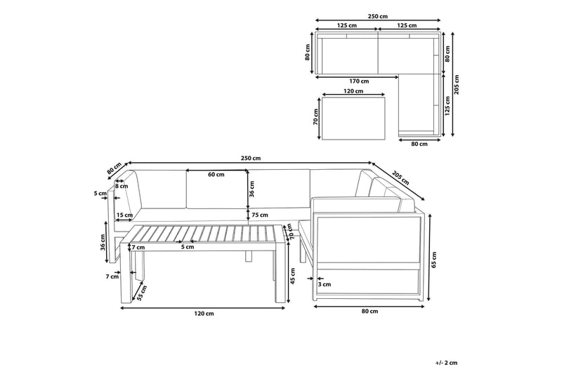 Vinci Loungegruppe 120 cm - Grå - Hagemøbler & utemiljø - Loungemøbler - Loungegrupper