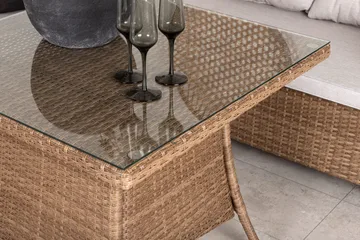 Watford hjørnesofa utendørs med utebord - Brun/natur - Hagemøbler & utemiljø - Loungemøbler - Loungegrupper