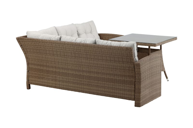 Watford hjørnesofa utendørs med utebord - Brun/natur - Hagemøbler & utemiljø - Loungemøbler - Loungegrupper