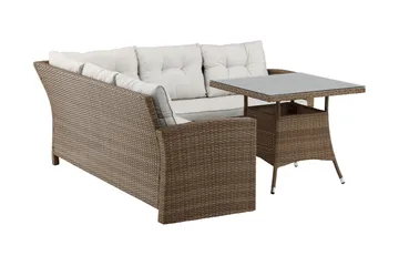 Watford hjørnesofa utendørs med utebord - Brun/natur - Hagemøbler & utemiljø - Loungemøbler - Loungegrupper