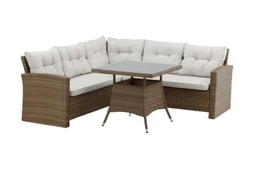 Watford hjørnesofa utendørs med utebord - Brun/natur - Hagemøbler & utemiljø - Loungemøbler - Loungegrupper