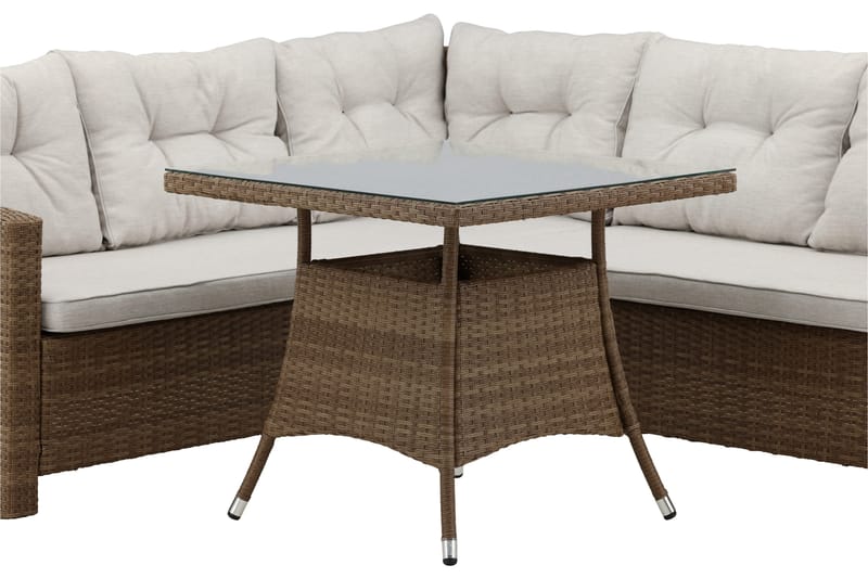 Watford hjørnesofa utendørs med utebord - Brun/natur - Hagemøbler & utemiljø - Loungemøbler - Loungegrupper