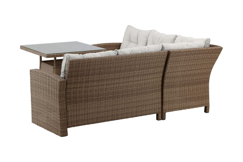 Watford hjørnesofa utendørs med utebord - Brun/natur - Hagemøbler & utemiljø - Loungemøbler - Loungegrupper