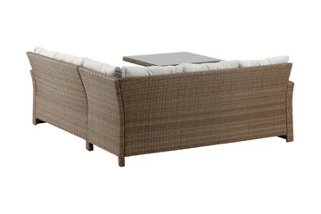 Watford hjørnesofa utendørs med utebord - Brun/natur - Hagemøbler & utemiljø - Loungemøbler - Loungegrupper